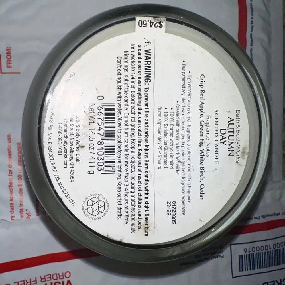 Bath and Body Works Autumn Day 3‎ Wick Scented Candle  Apple Birch Cedar